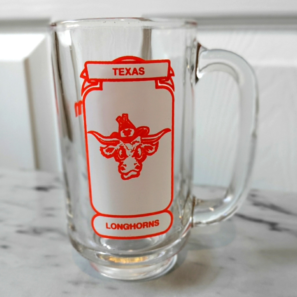 Texas Longhorns glass mug 5 1/2in. tall